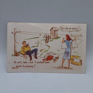 Vintage Kromekolor Comic Postcard 1951 George Washington 1-Cent Stamp Comedy